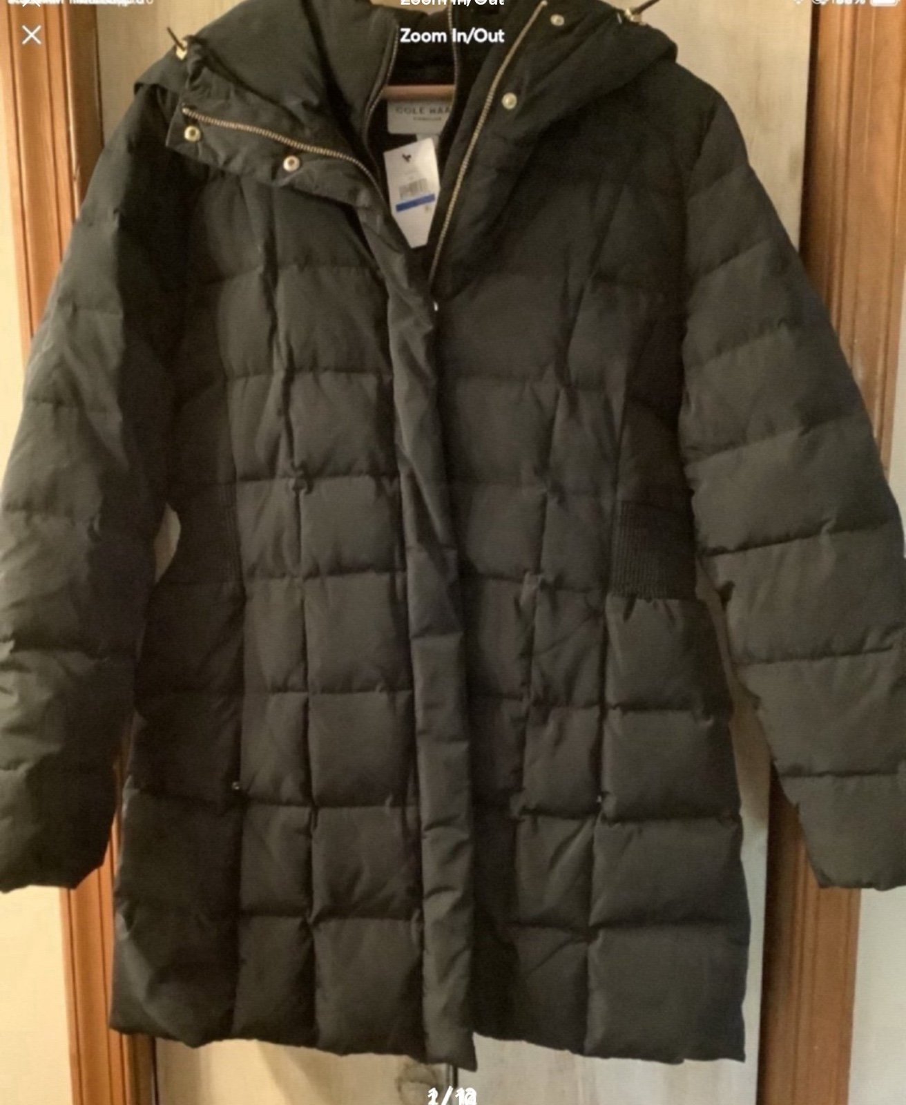 NWT Down/Feathers Hooded Black Puffer Lined Quilted Coat Size XL