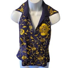 Worth Silk Halter Top Embroidered Purple Gold Size 4