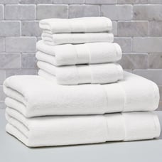 Signature Soft 6 Piece Solid Towel Set, Arctic White-iu8
