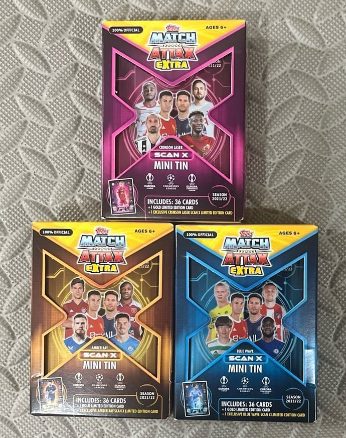 2021/22 Topps Match Attax Extra Champions League Soccer Mini Tin Set of 3