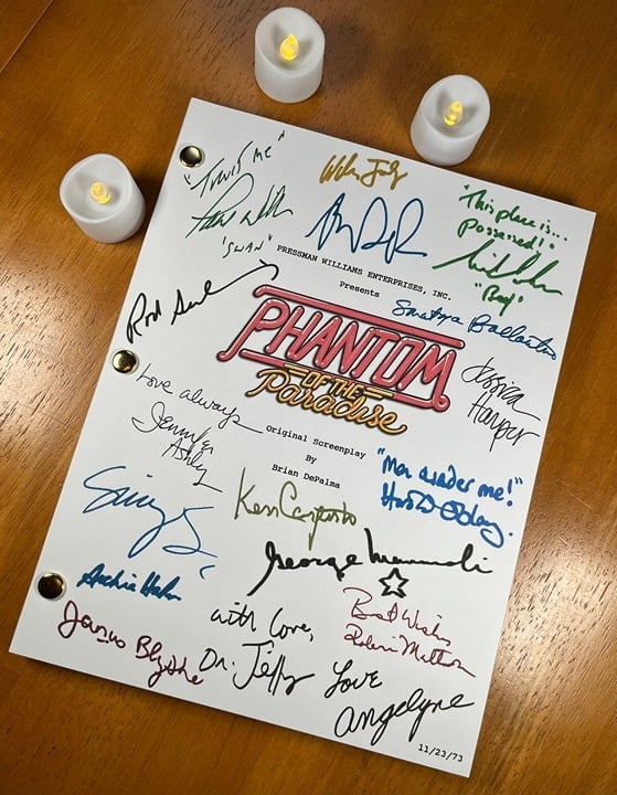 Phantom of the Paradise Script Signed- Autograph Reprints