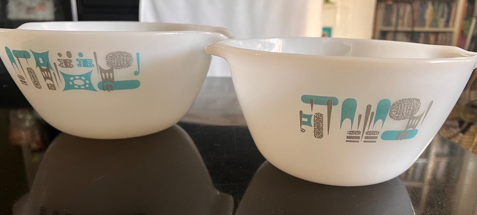 2 Fire King blue heaven pattern bowls excellent condition