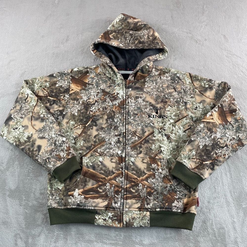 Kings Desert Shadow Hoodie Women Large Camo Fleece Full Zip Pockets Gorpcore