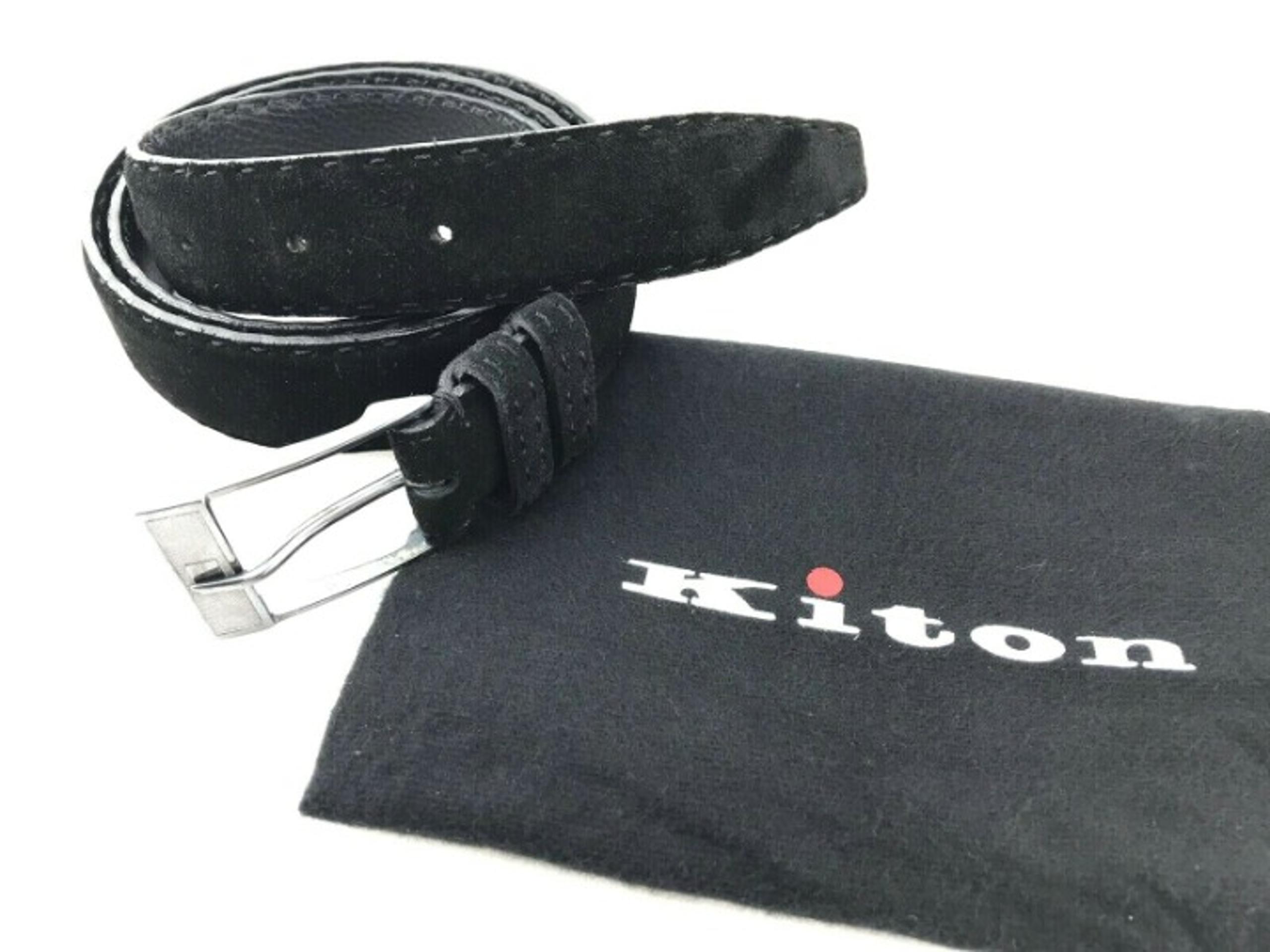 KITON Black Suede Men's Dress Belt 42”
