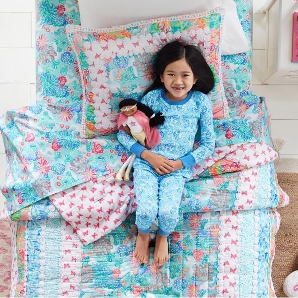Lilly Pulitzer Kids Unisex Turtley Awesome Organic Pajama Set NWT Size 4