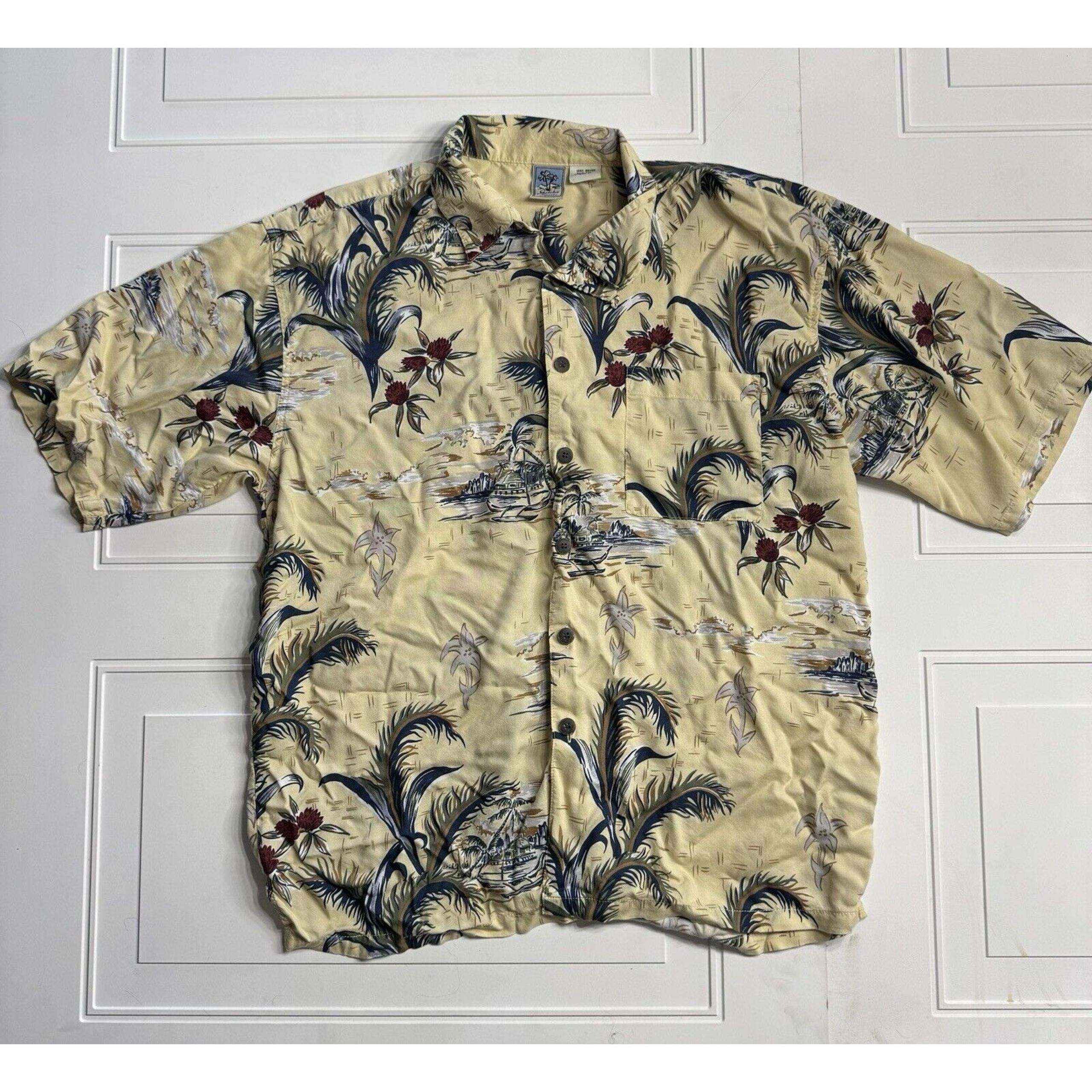 Gotcha Sport Vintage Short Sleeve Button Front Hawaiian Shirt XL Men’s Yellow