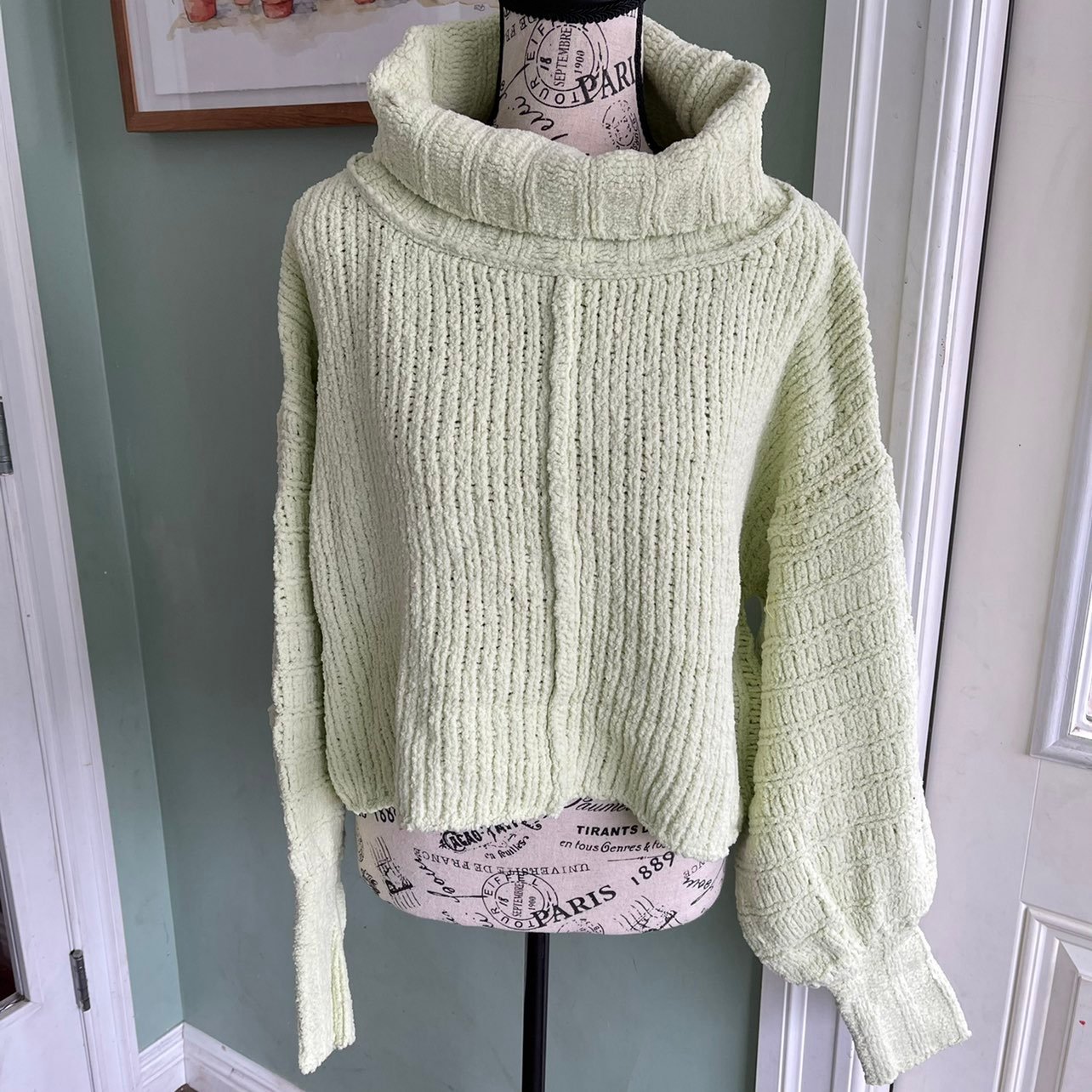 NWT Free People Frosted Lime Turtle Neck
