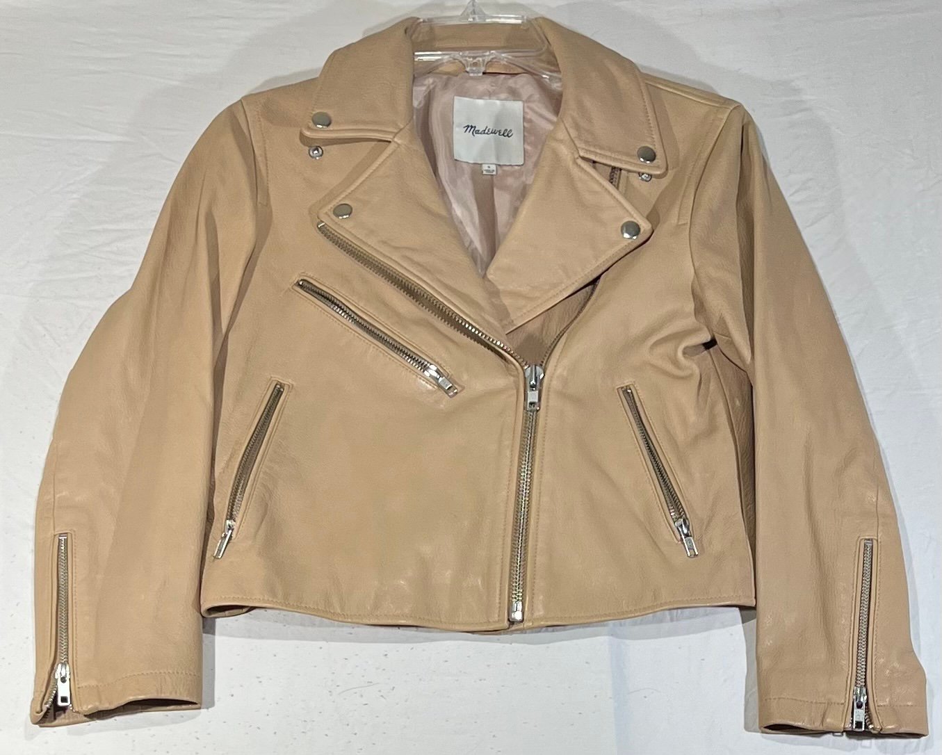 Madewell Shrunken Leather Motorcycle Jacket tan size small S