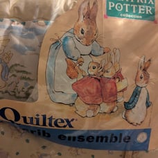 Vintage Beatrix Potter Crib ensemble quilt comforter dust ruffle set