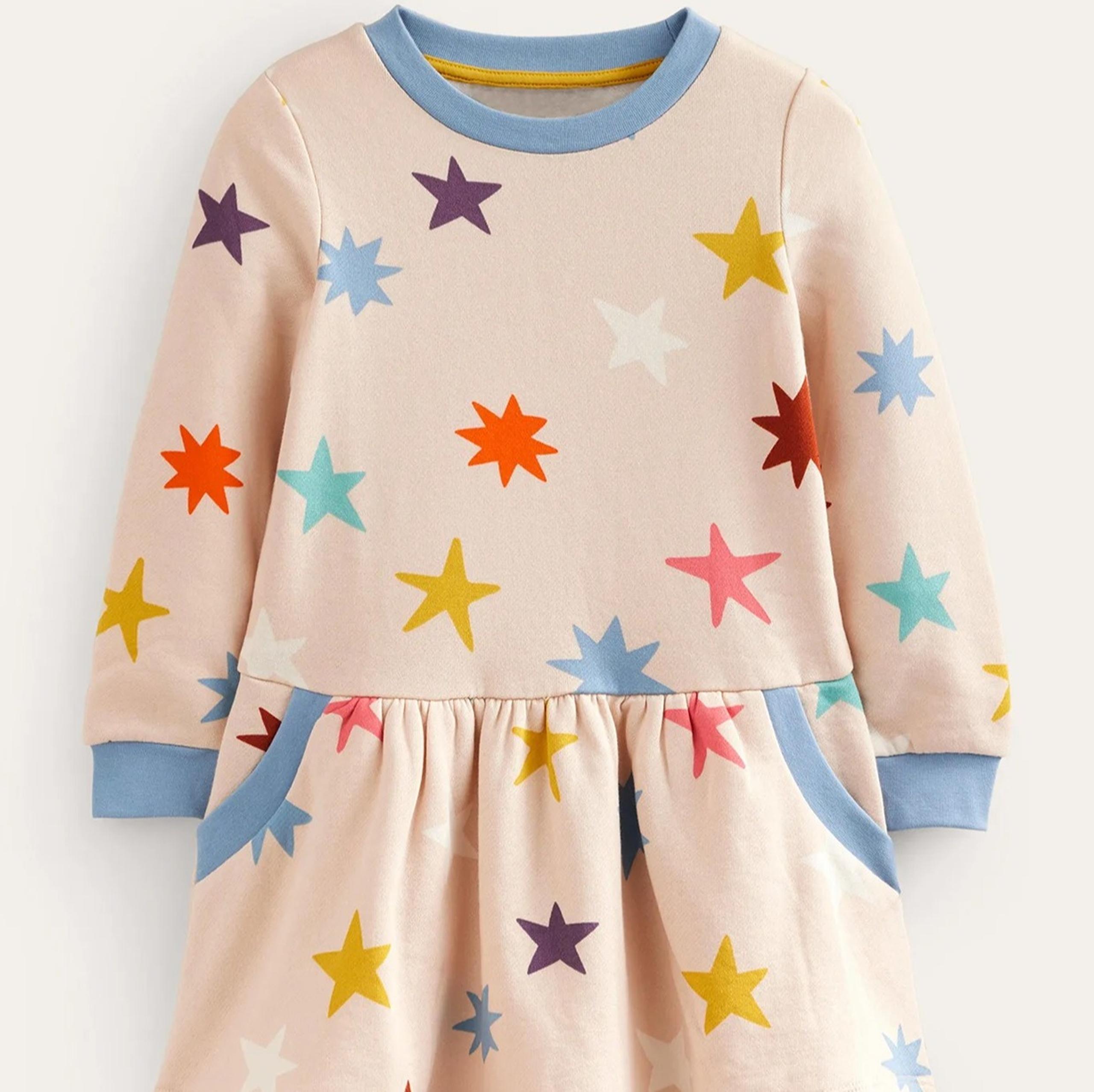 NWT Mini Boden Cozy Printed Sweatshirt Dress 5-6Y