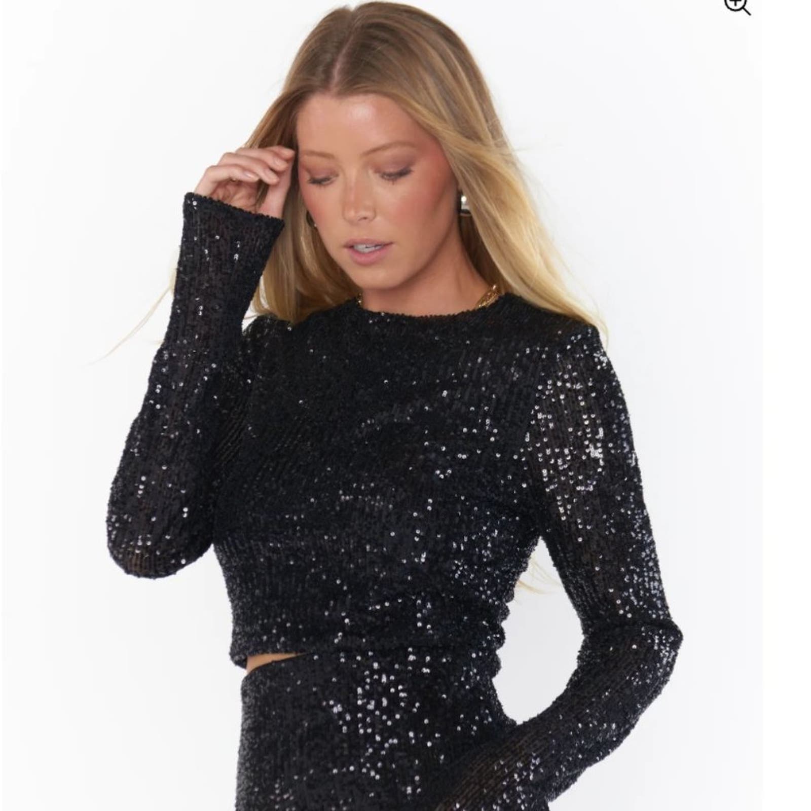 NWT Show Me Your MuMu Last Call Top in Midnight Glitz Sequins. Size XS