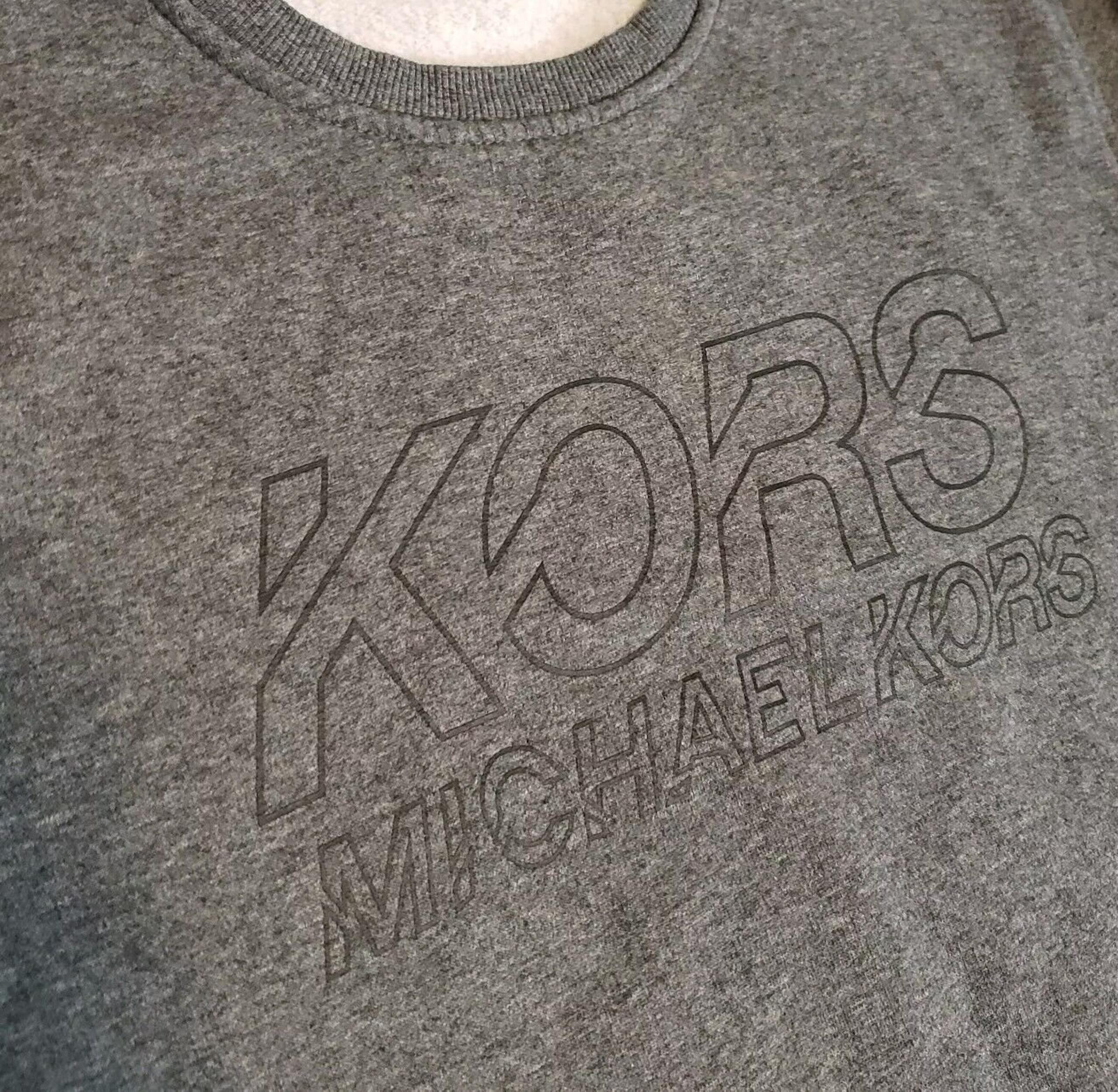 Michael Kors Logo Sweatshirt Mens Size Large Gray Pullover Fleece