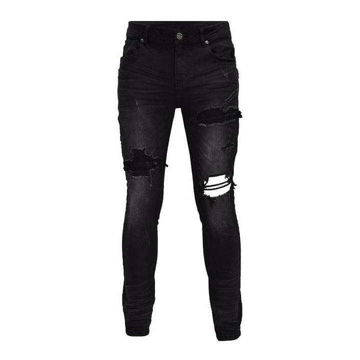 GRINDHOUSE RIPPED N REPAIR SIDE LONG ZIP MEN'S JEANS 30 X 32