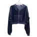 Adika Gambino Gray Zip-Up Velvet Crop Top Hoodie Size XL