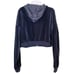 Adika Gambino Gray Zip-Up Velvet Crop Top Hoodie Size XL
