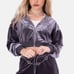 Adika Gambino Gray Zip-Up Velvet Crop Top Hoodie Size XL