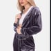 Adika Gambino Gray Zip-Up Velvet Crop Top Hoodie Size XL