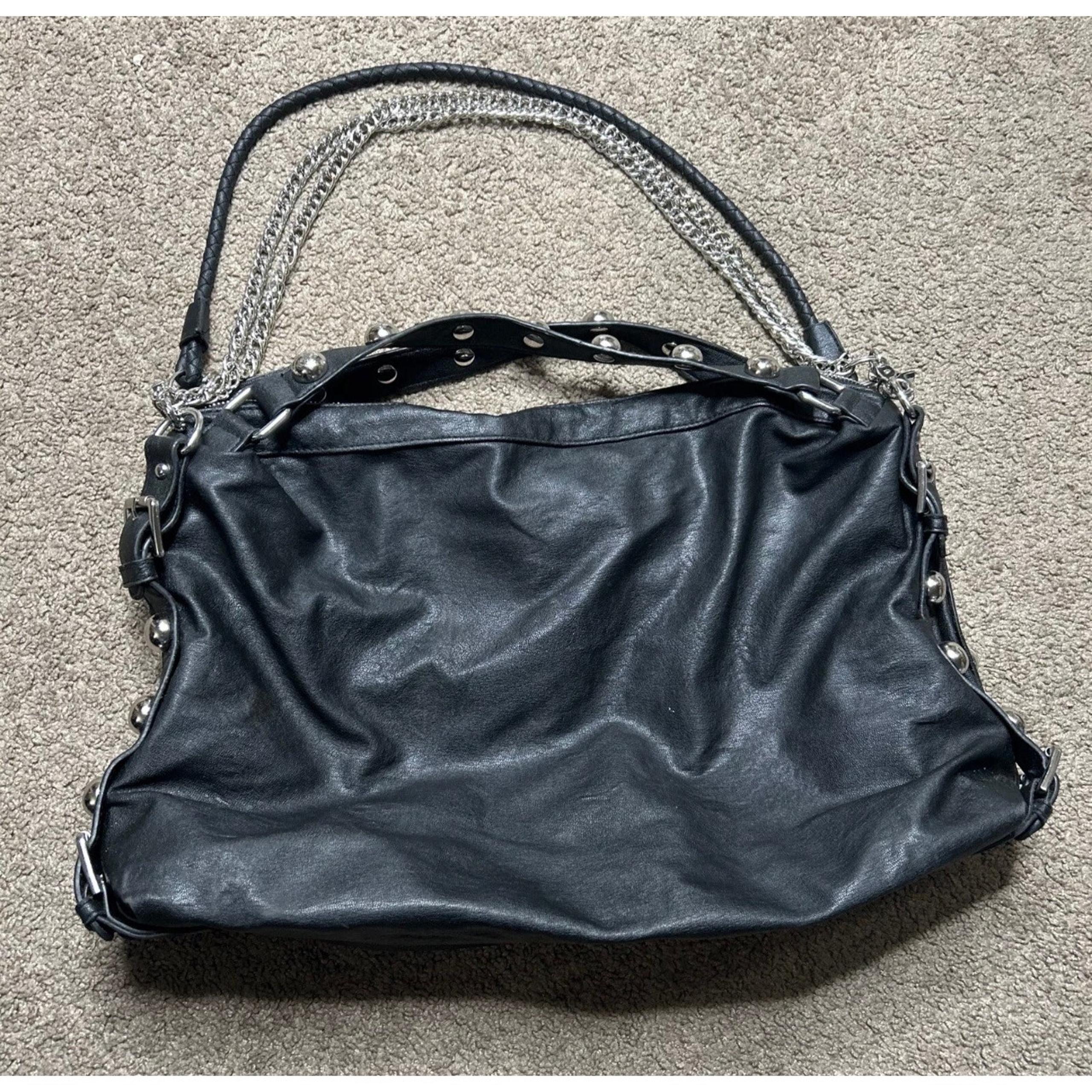 Olivia + Joy New York Black Faux Leather Shoulder Bag Purse Chain Detail