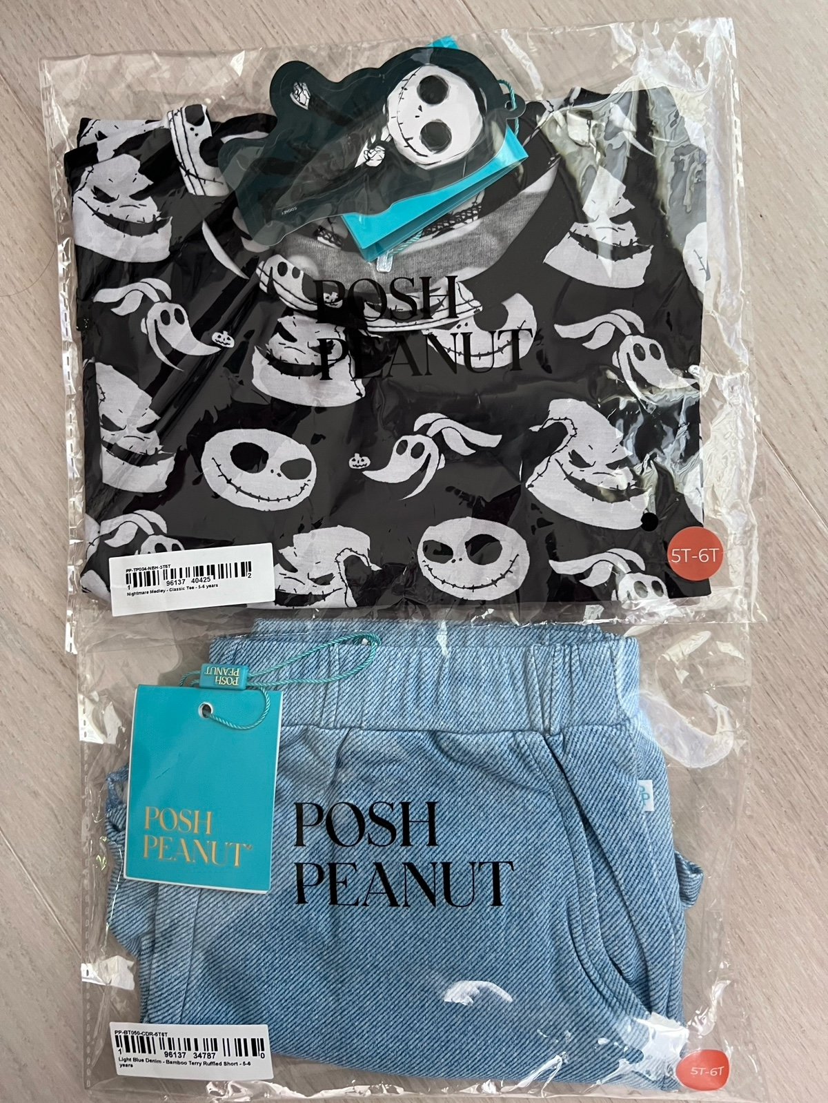Posh peanut Bundle: Disney NBC tee shirt and light blue terry shorts 5/6 NWT