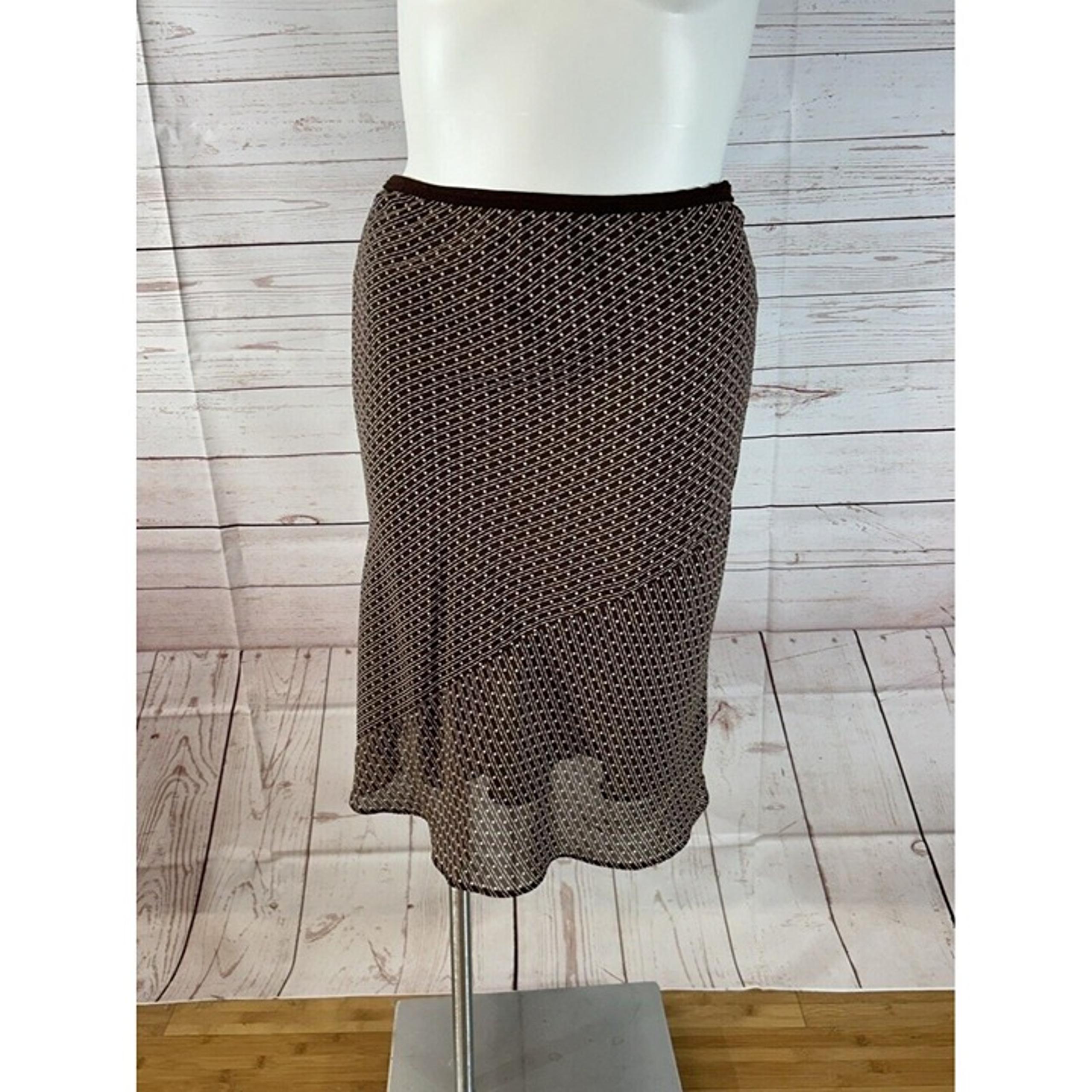 GEORGE A-Line Pull On Skirt Womens Size 12 Brown polka dot Design Elastic Waist