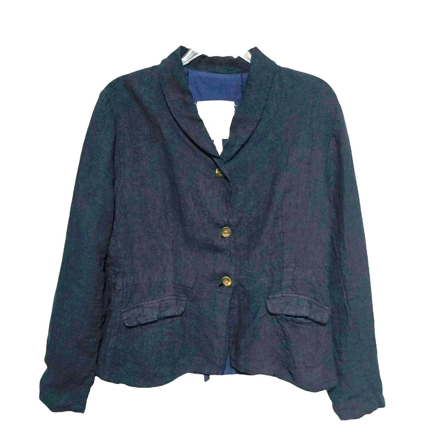 Hannoh Wessel Veronica Jacket Blazer In Ink Blue Linen Cotton Size 42 Size M
