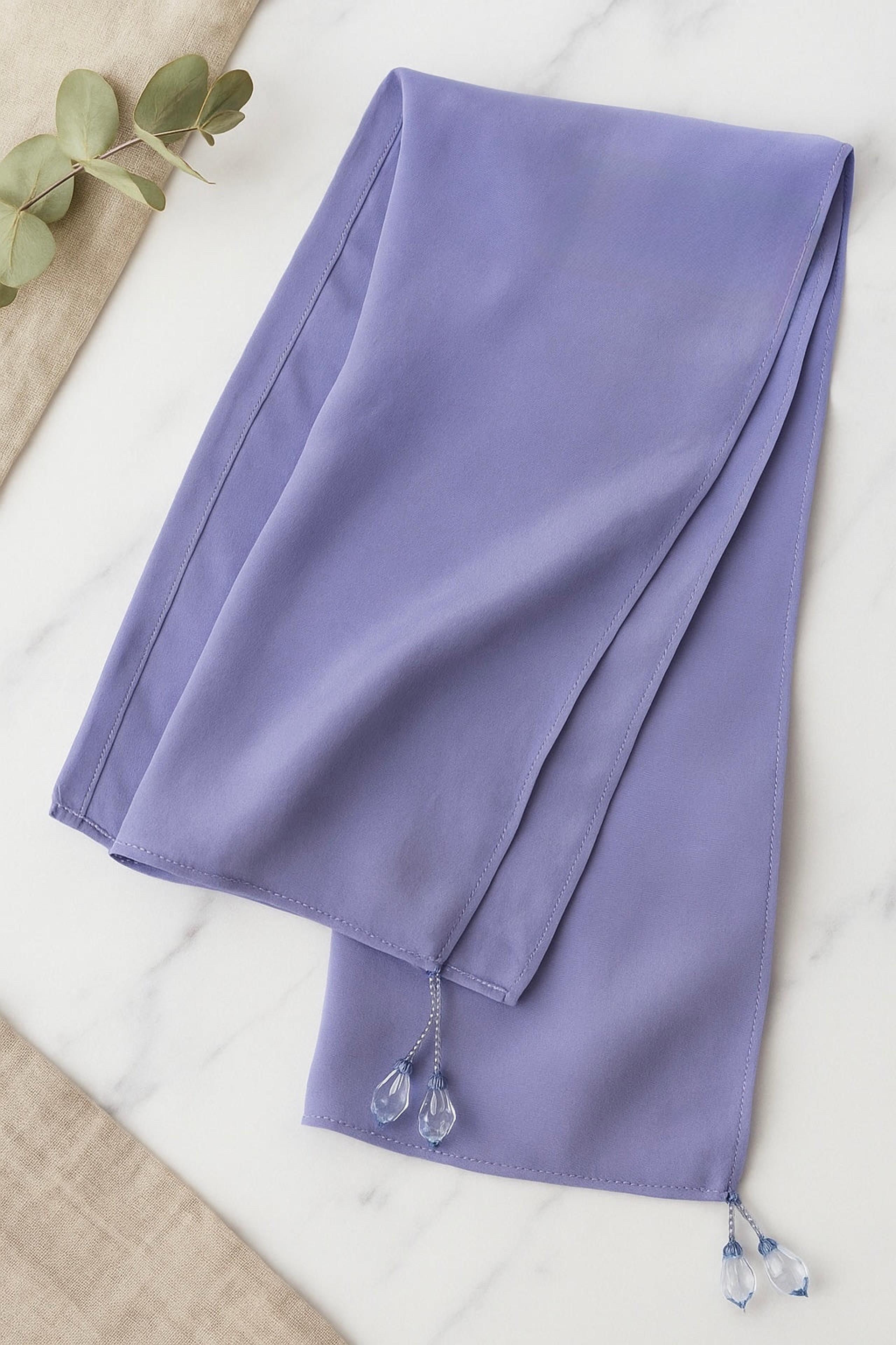Diane Gilman Vintage Lavender Silk Scarf with Crystal Tassels