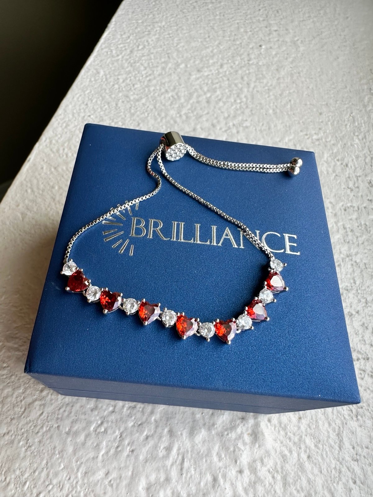 Brilliance Jewelry Bracelet Swarovski Crystals and Ruby Hearts