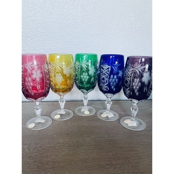 Hungarian Crystal 5-pc Multicolor Wine Glasses Goblets Set