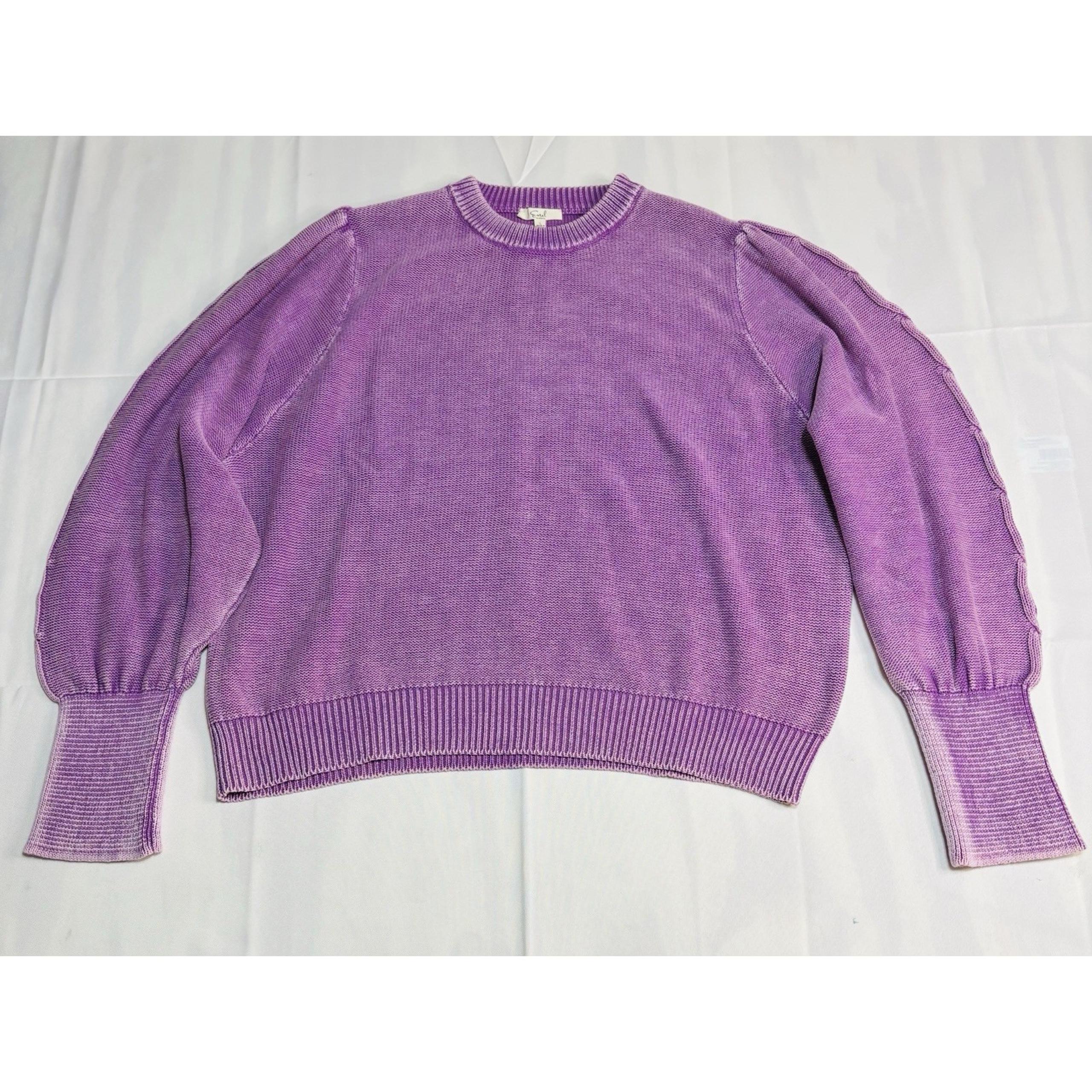NWT Easel (Boutique Brand) Pink Purple Crew Neck Knit Sweater Women's Size L
