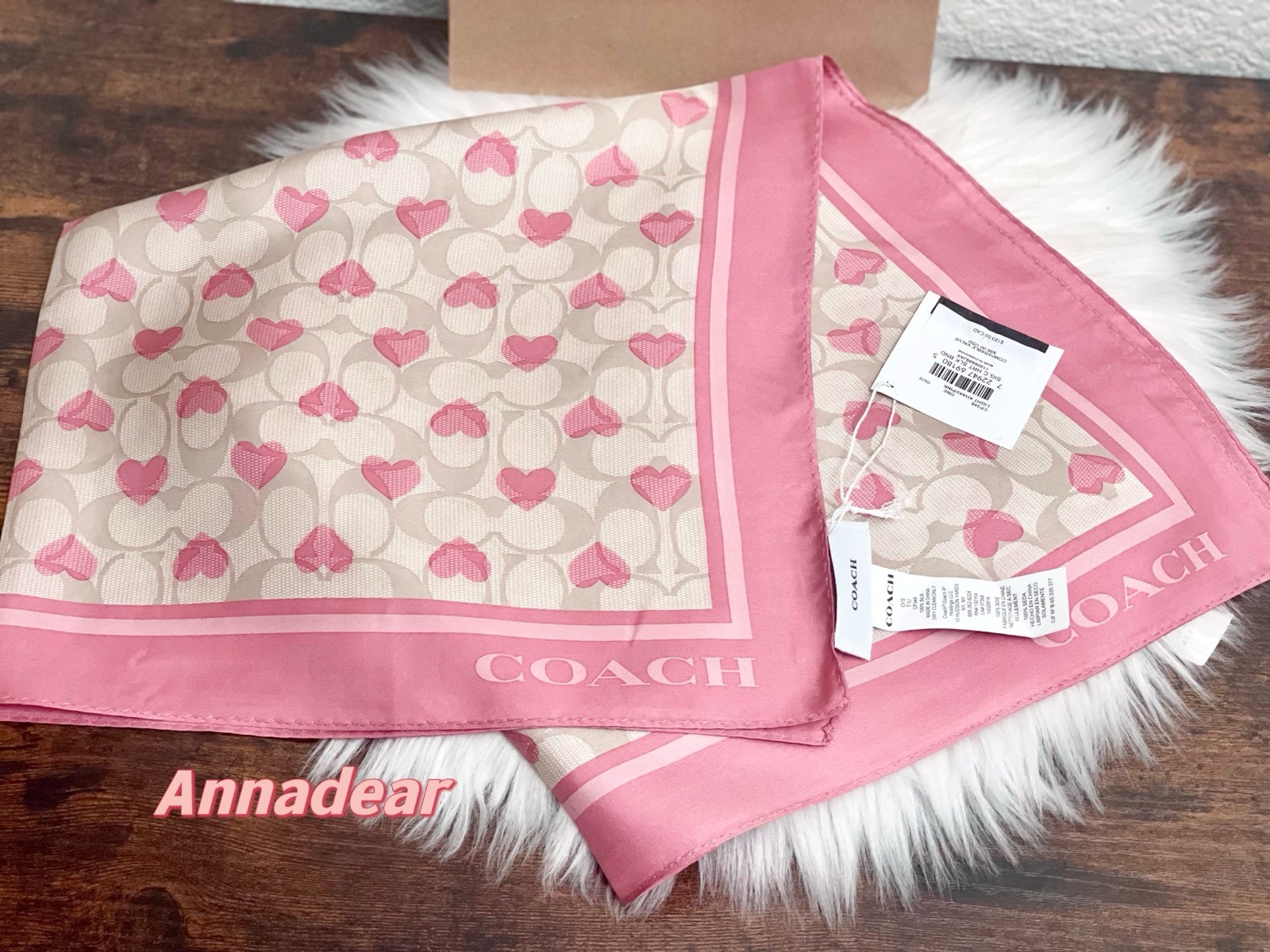 Coach Signature Heart Print Silk Bandana