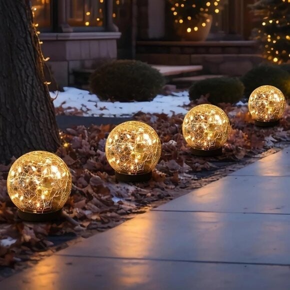 New Solar Globe Lights, Waterproof Outdoor Orbs for Garden & Yard, 4 Pack