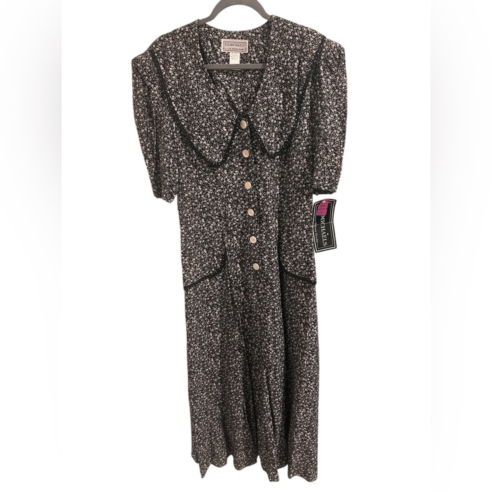 Vintage E.D. Michaels by Melanie Drucker Maxi Dress Black Floral, 13/14