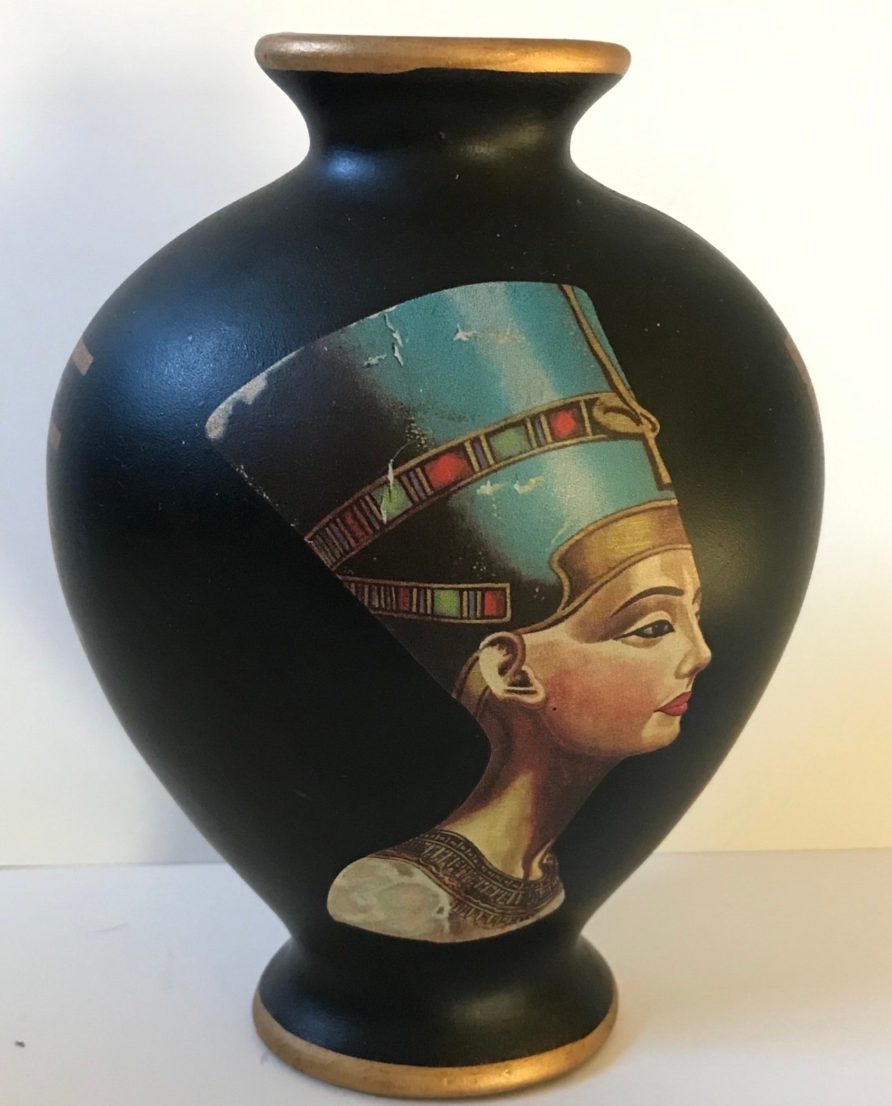 Queen Nefertiti Black Ceramic Vase