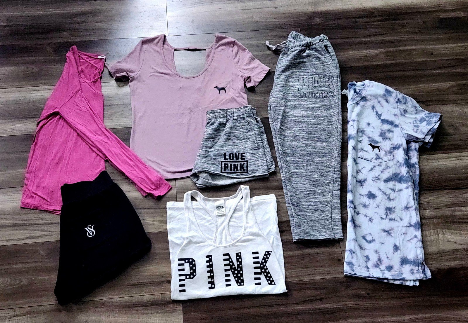 Victoria's Secret pink bundle lot pants shirts shorts tank size xs