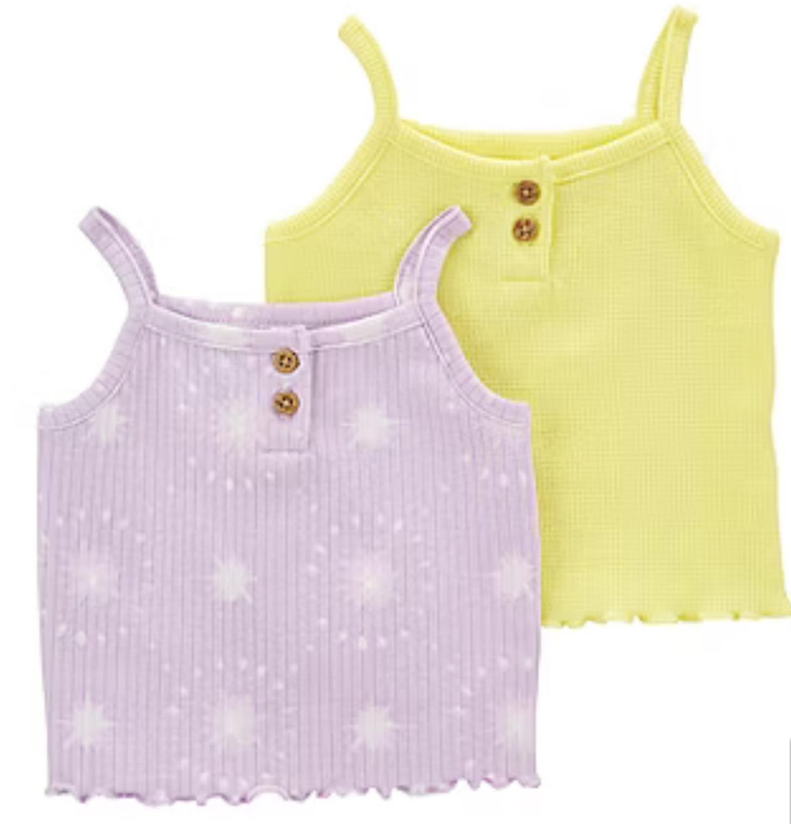 Carter’s Newborn Baby Girls 2 Pack Spaghetti Strap Cotton Blend Tank Tops New!