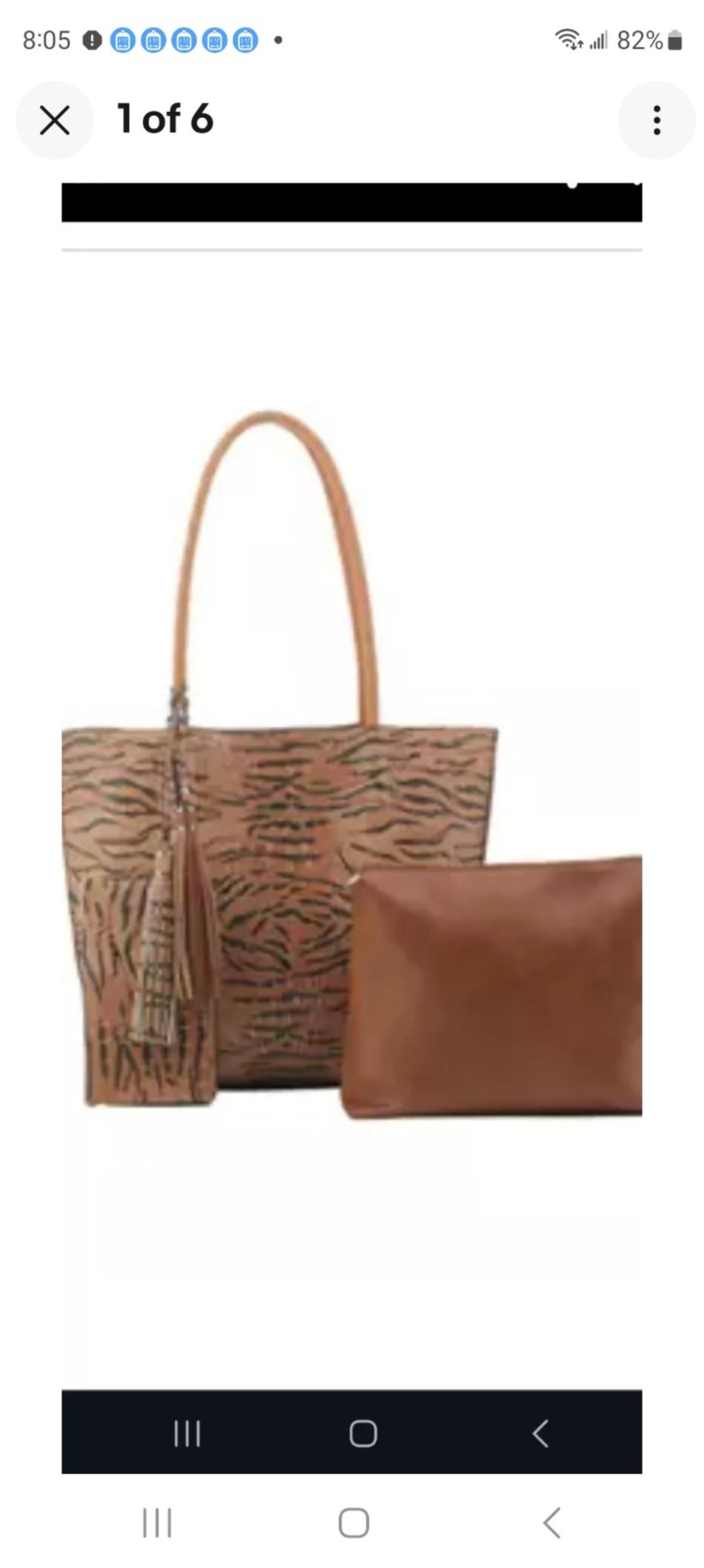 Kim Rogers Faux Leather 3 Piece Tiger Tote Set