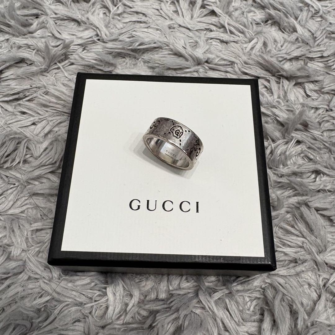 GUCCI Silver Ring with Gucci Ghost Design