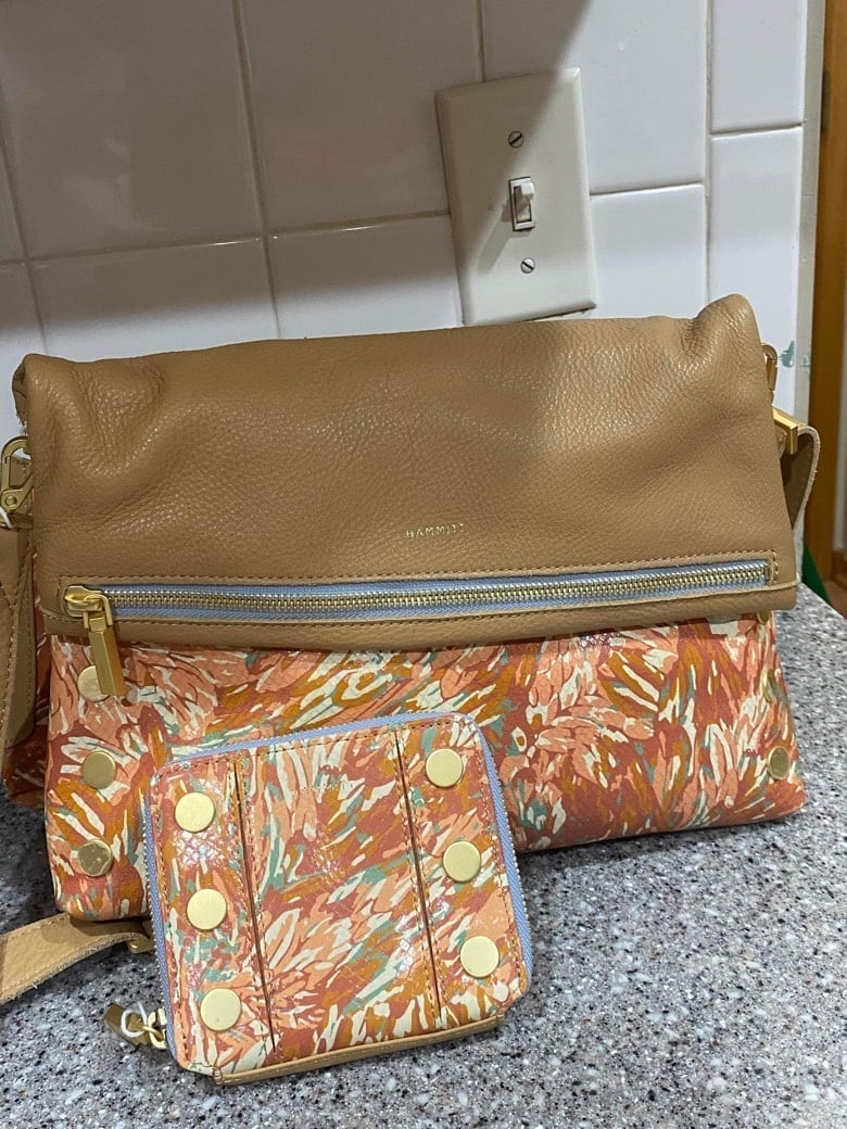 Hammitt VIP Large Garden Party/Brushed Gold and matching wallet