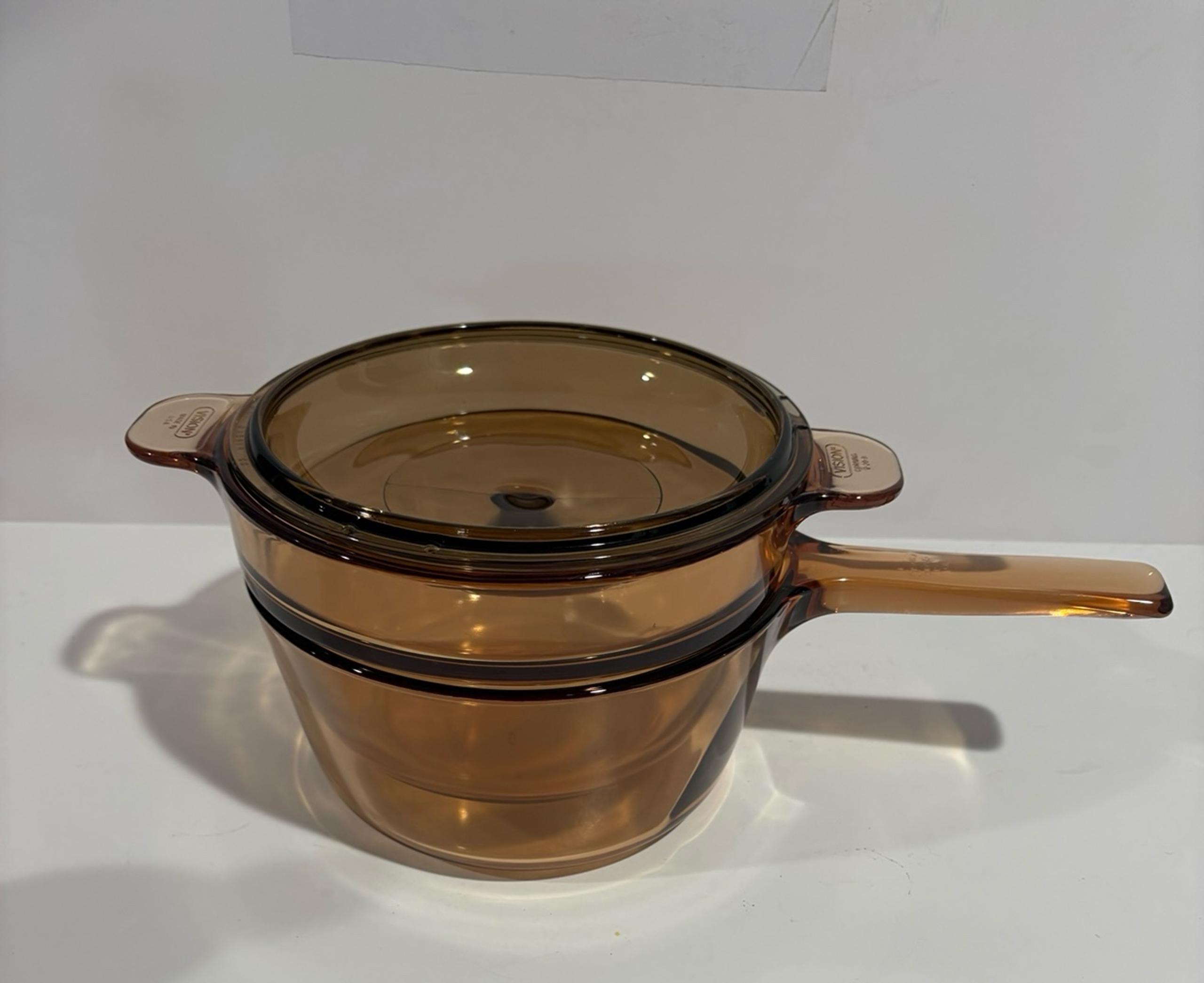 Corning Visions Amber 1.5 L Double Boiler/Saucepan & Insert W/Glass Lid