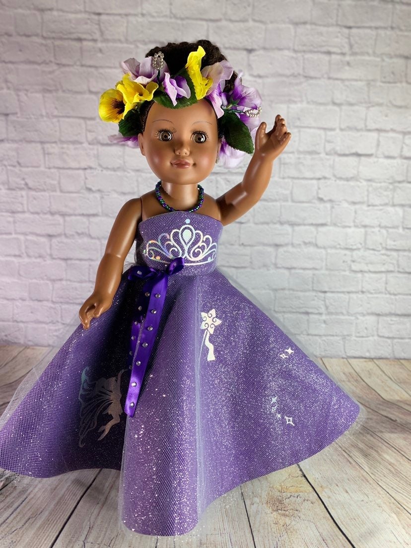 18 inch doll purple gown/dress. Handmade