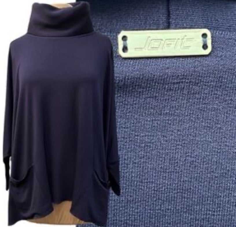 NWT JoFit Navy Jo Poncho Sweater w/ Turtleneck, Dolman Sleeves (very oversized)
