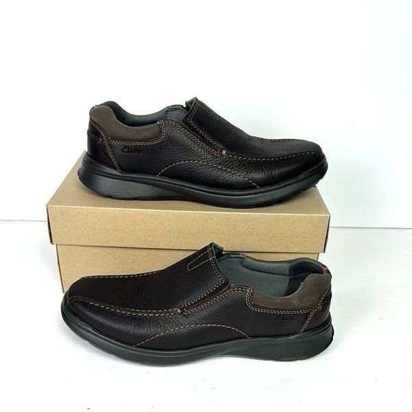 NWB Clarks Collection Cotrell Step Slip-On Shoes Brown Leather Men’s size 9W