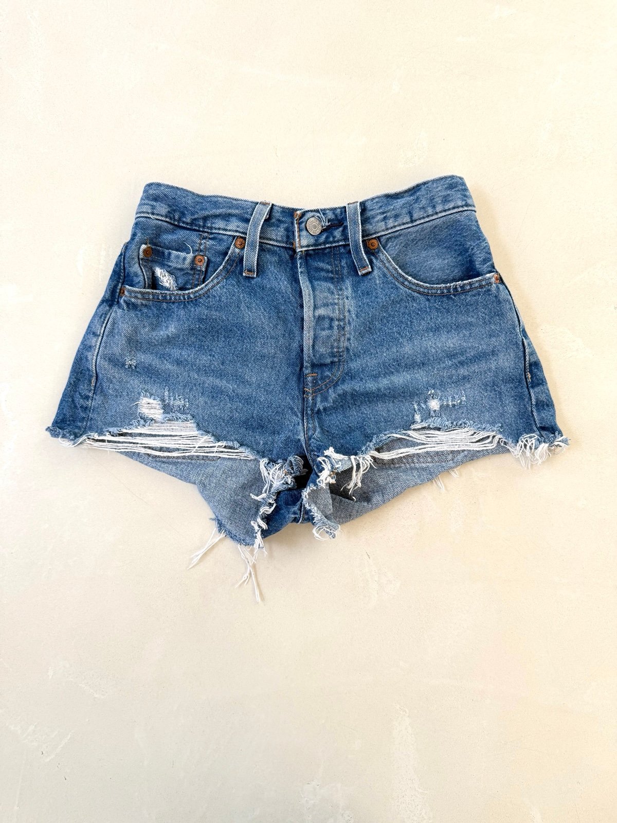 Levi’s 501 High Rise Cheeky Denim Shorts 25