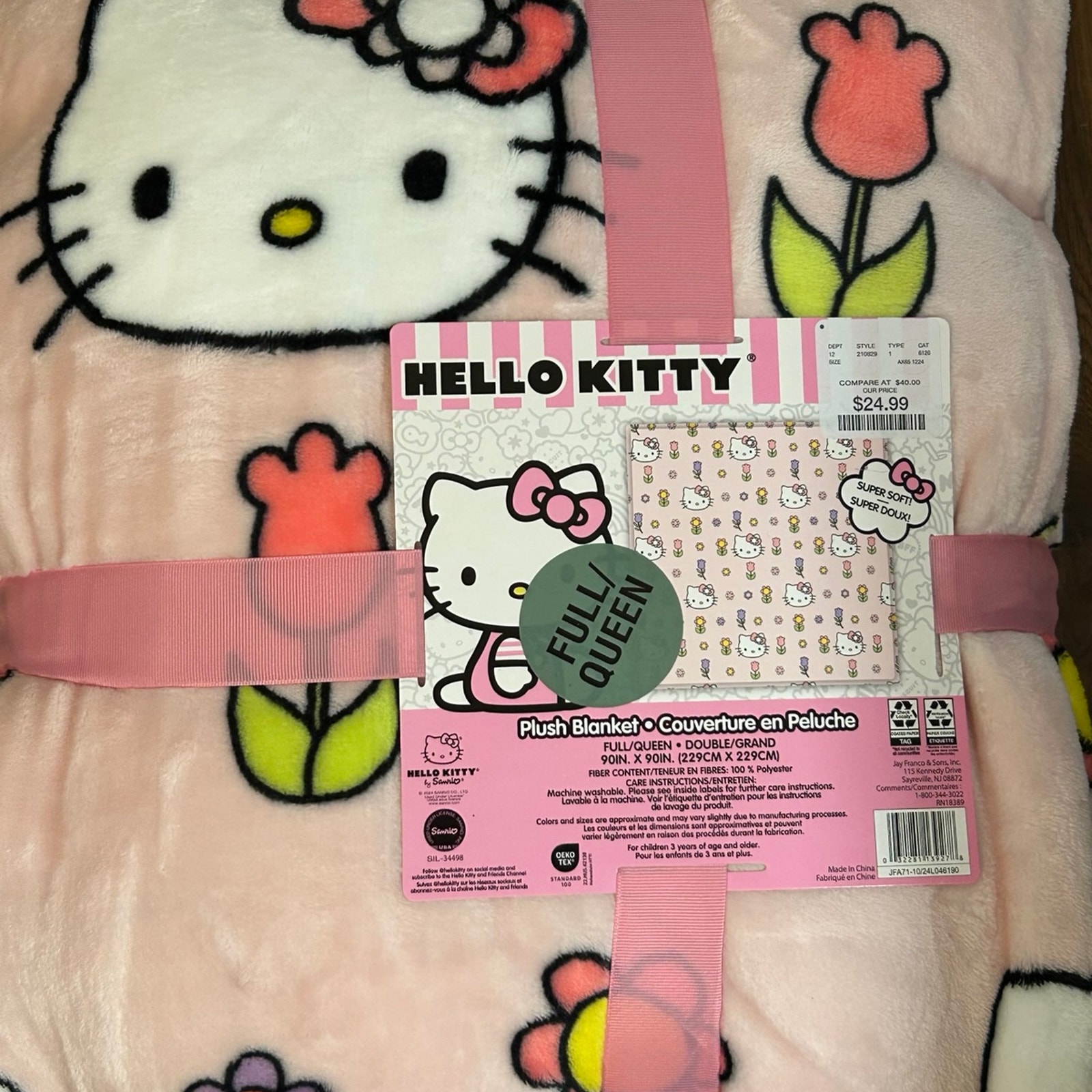 Hello kitty full queen blanket spring tulip