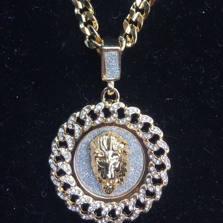 LION DIAMONDS CZ GOLD CUBAN LINK CHAIN
