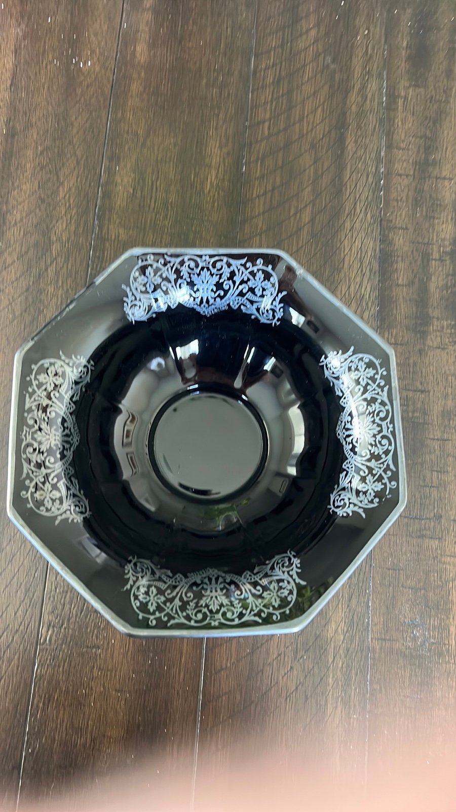 Vintage black amethyst glass bowl