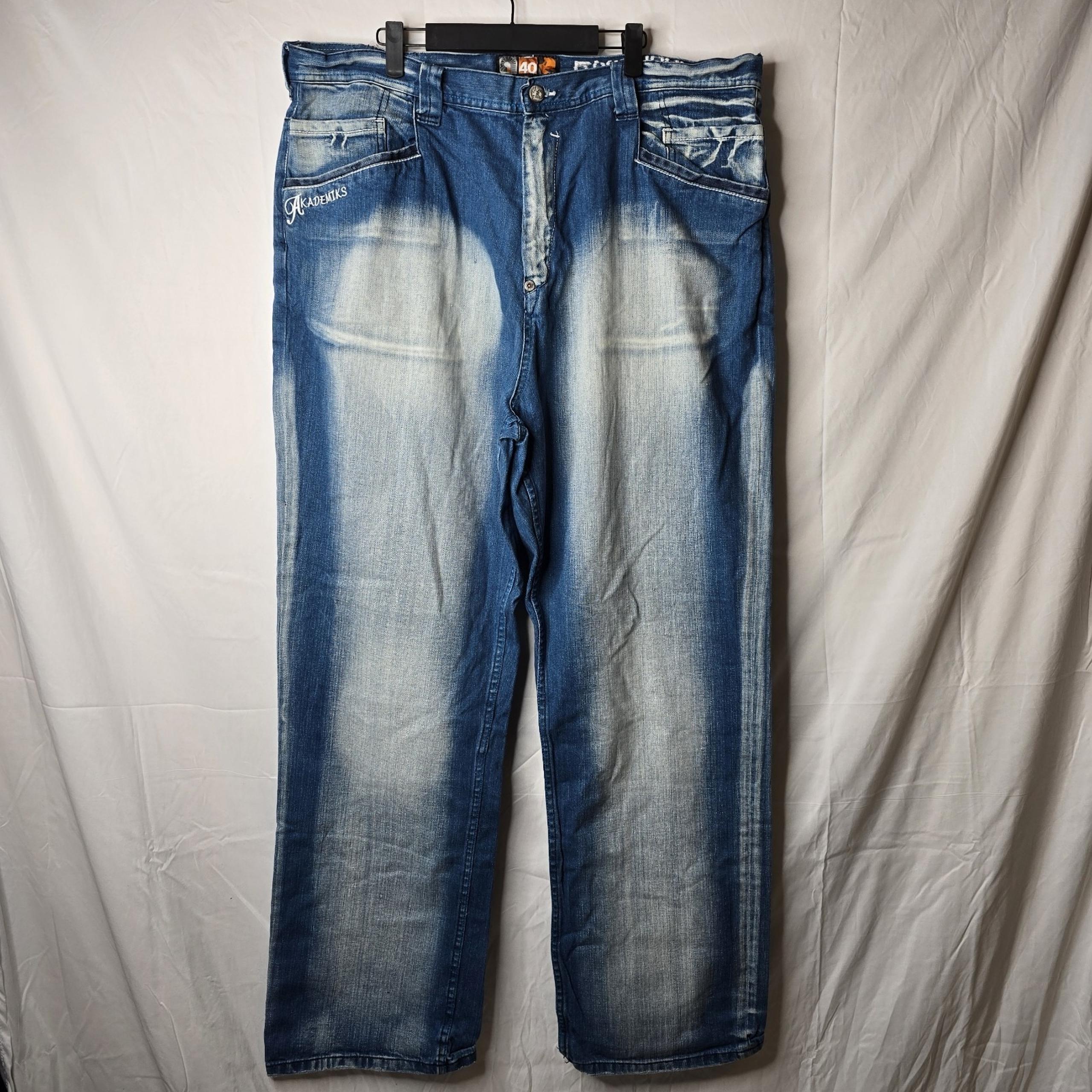 Akademiks Wide Leg Bleached Look Jeans Men's Size 40x34 Baggy 90s Y2K Style