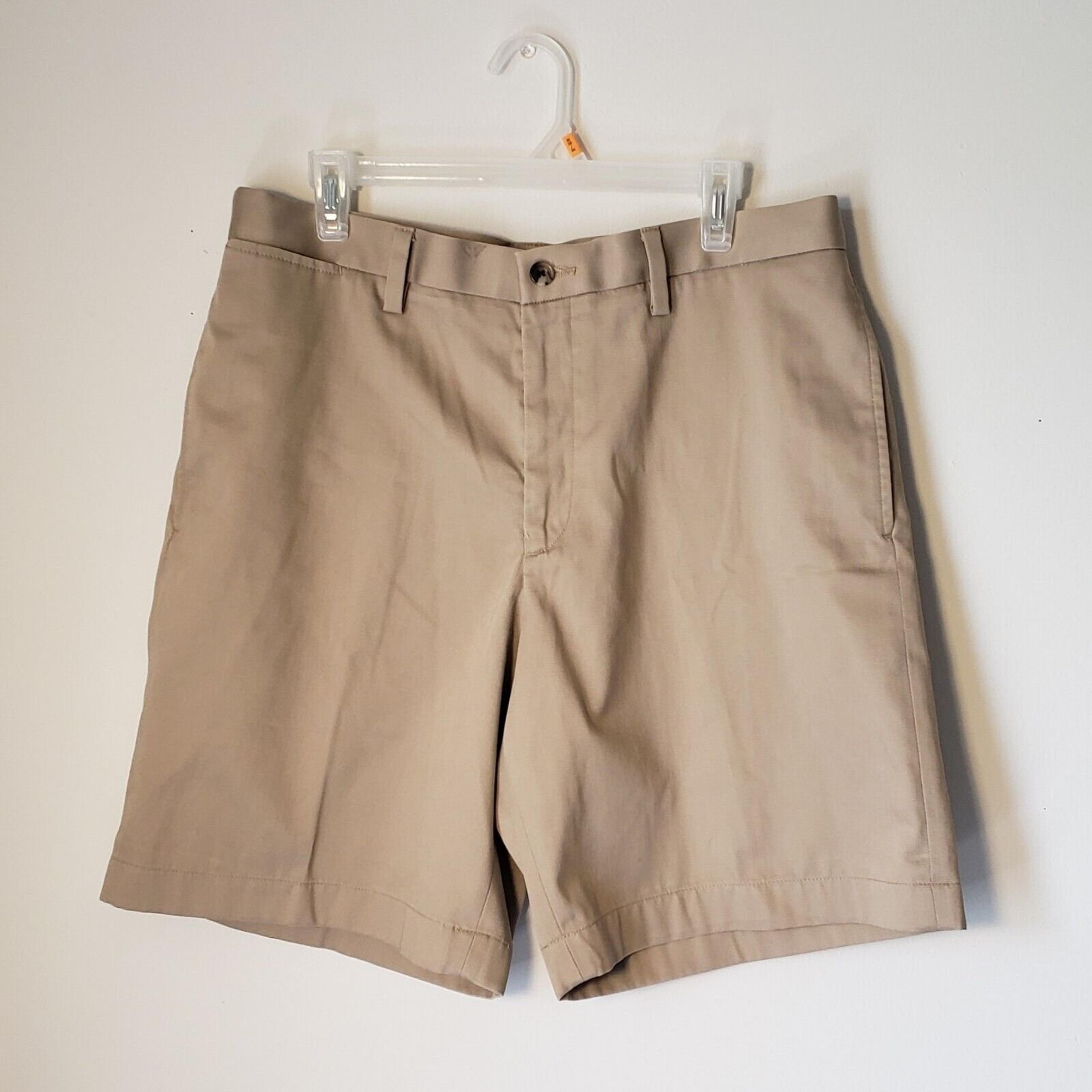 Eddie Bauer Chino Shorts Men’s 35 Cotton Khaki 9" Inseam Tan Dress Casual Beige
