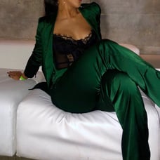 Green Satin Suit