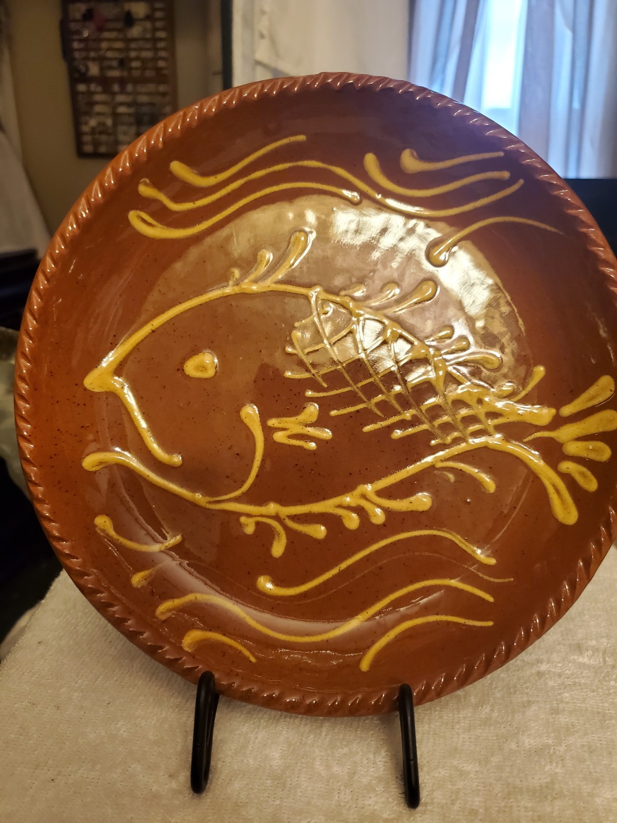 Signed Henderson Redware Fish Plate